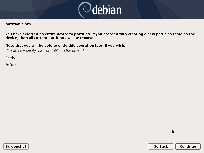 Nova tabela de partições