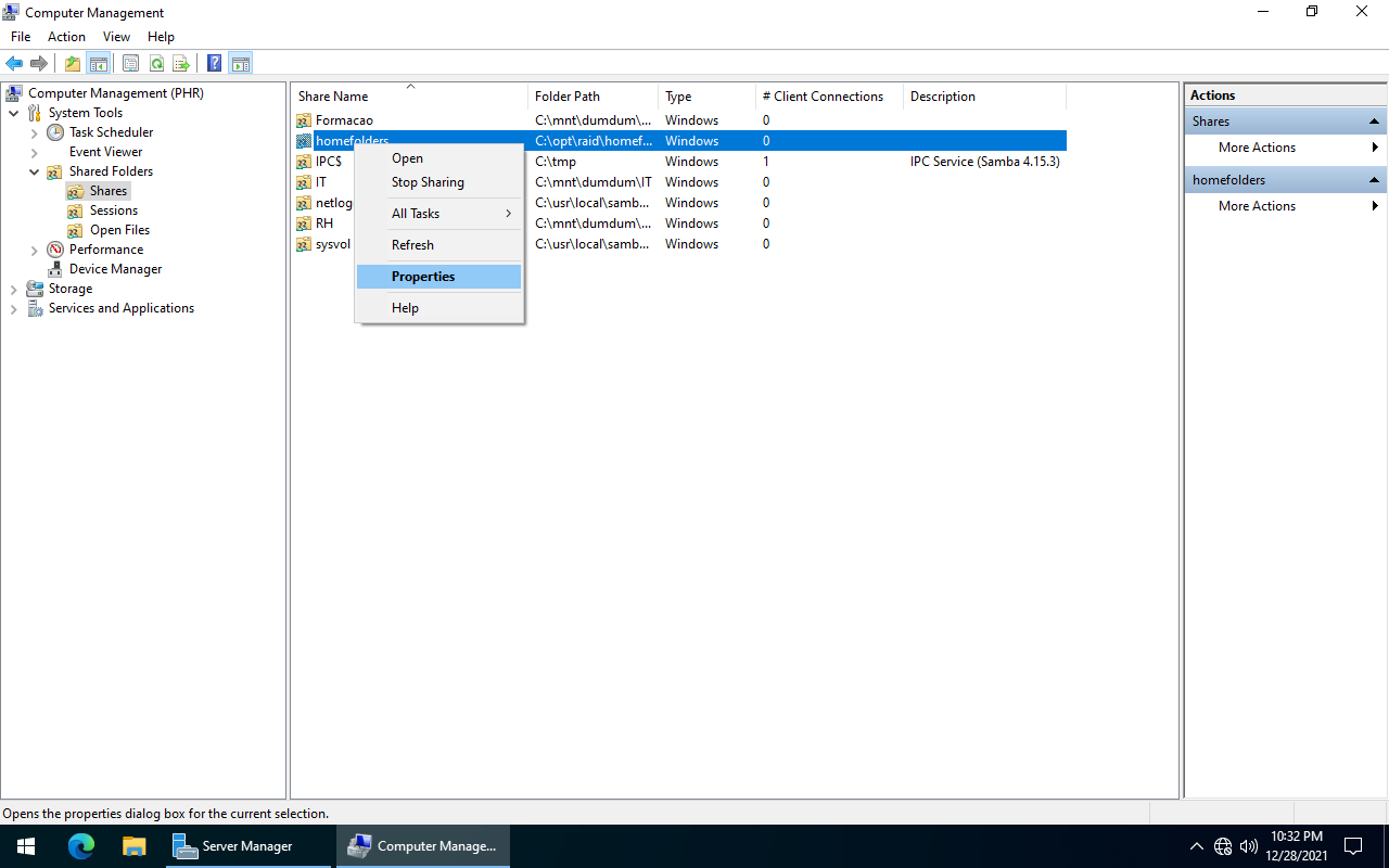 Propriedades homefolders