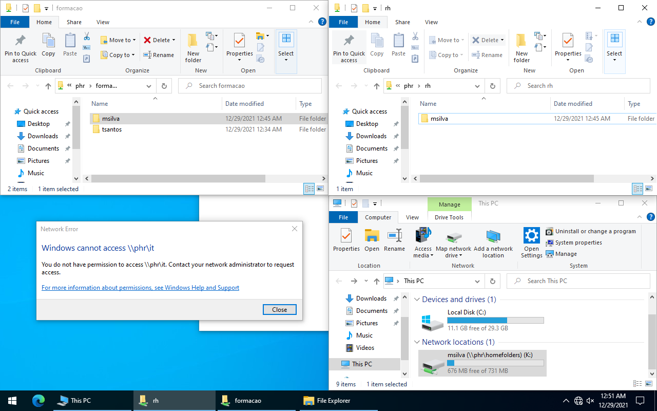 Home folder e permissões