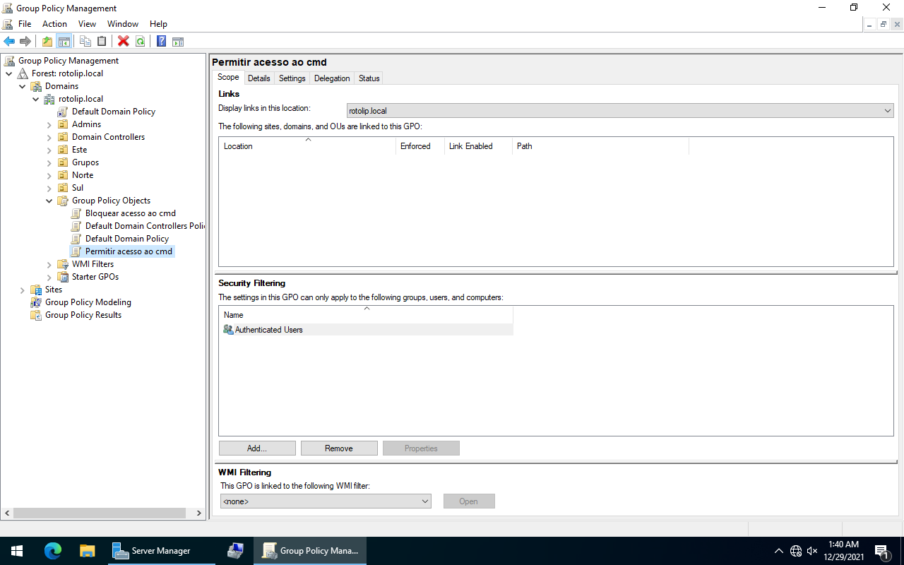Permitir acesso ao cmd