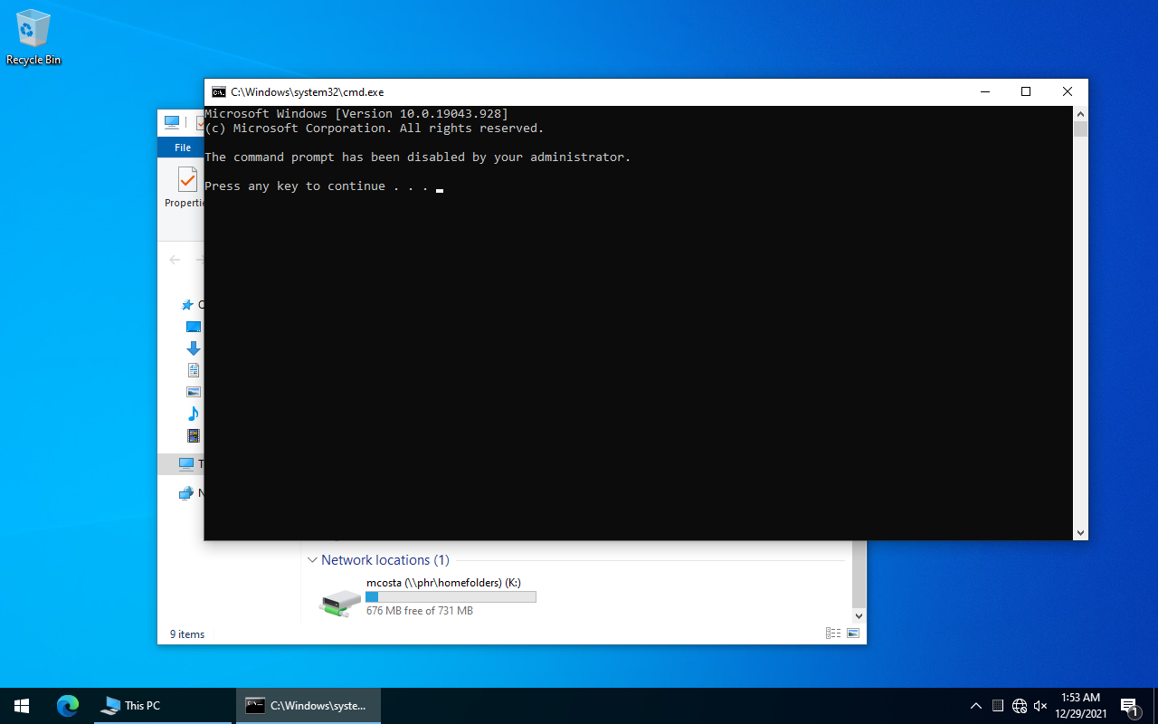 Acesso restringido ao cmd