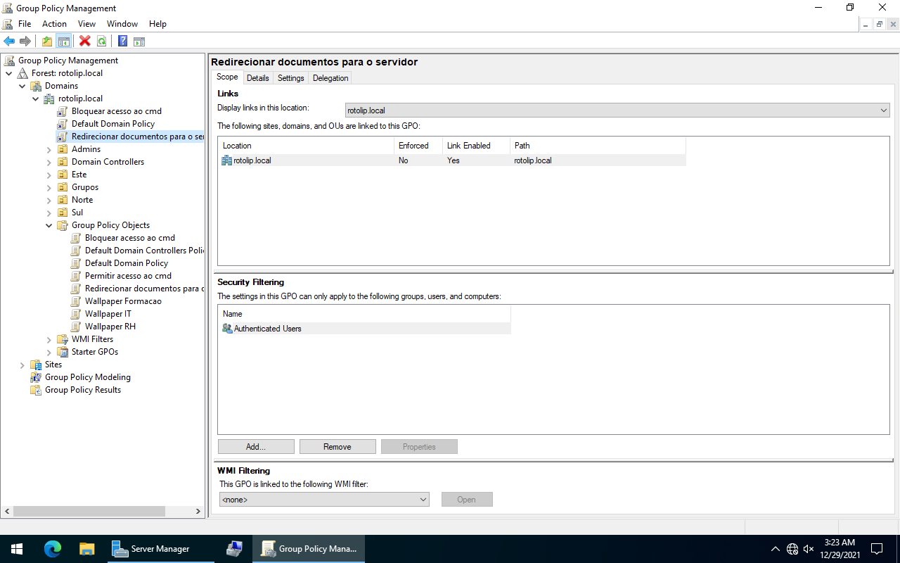 Redirecionamento de pastas aplicado no domínio inteiro
