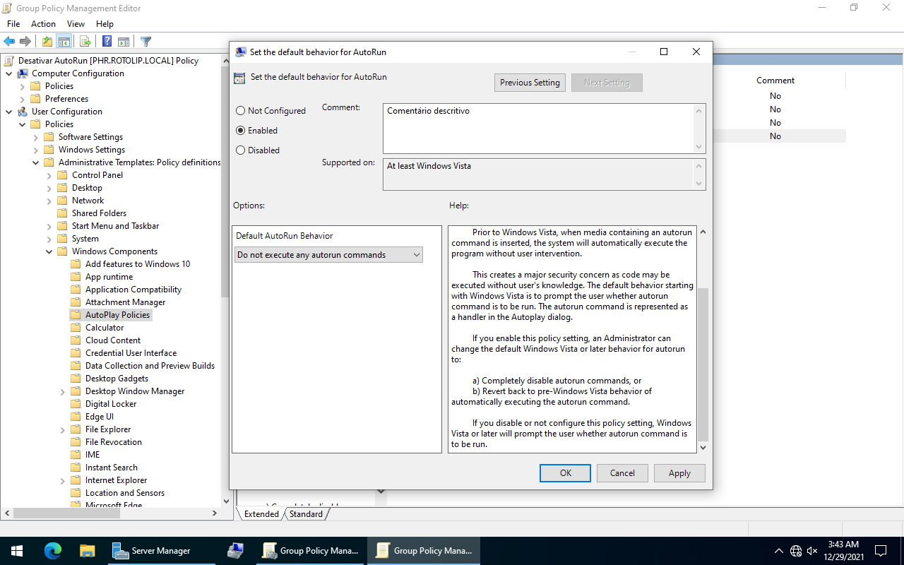 Comportamento do AutoRun