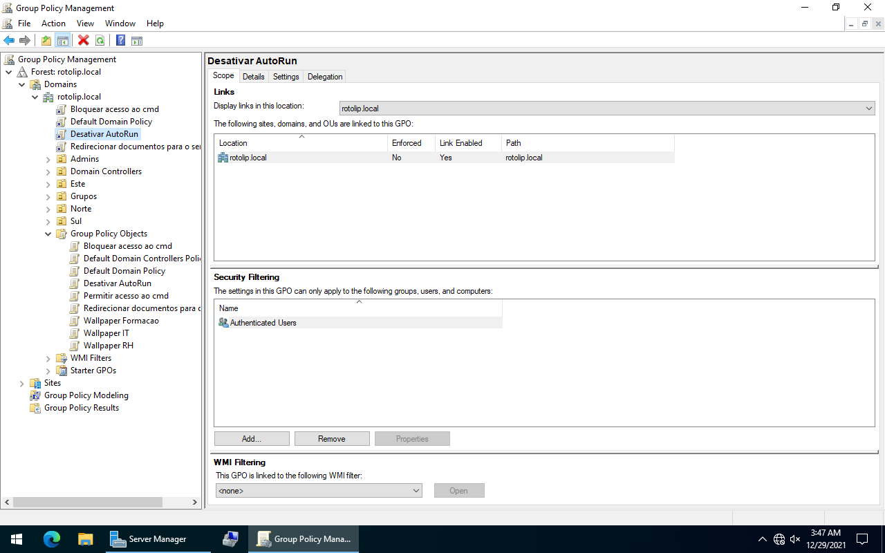 Desativar AutoRun aplicado no domínio inteiro