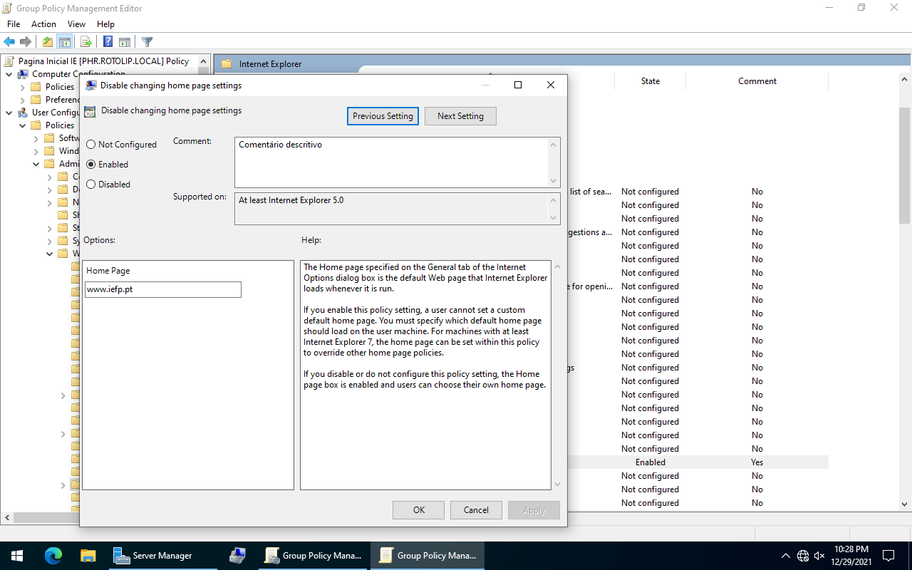 Configurar página inicial