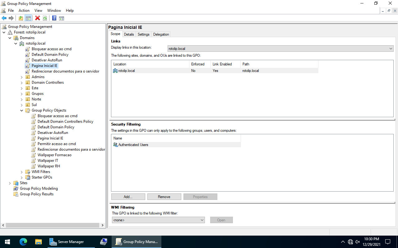 GPO aplicada no domínio