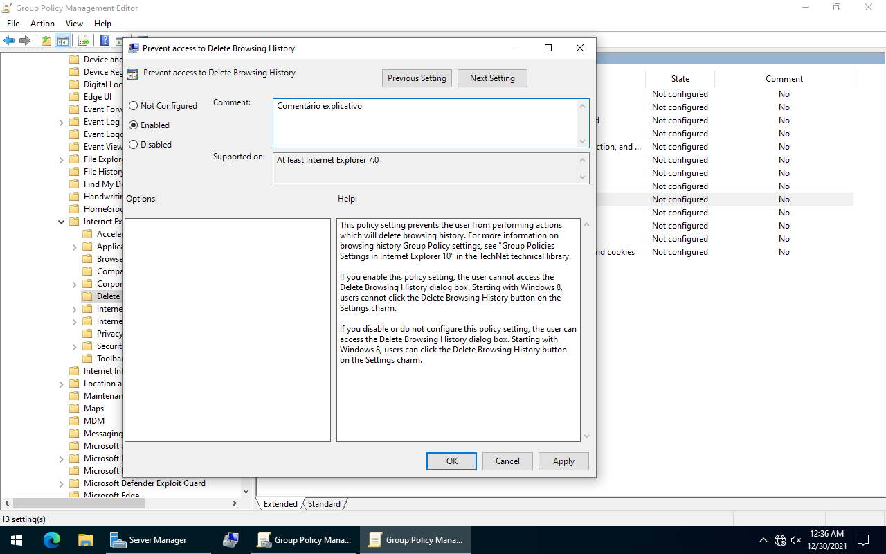 Habilitar a configuração