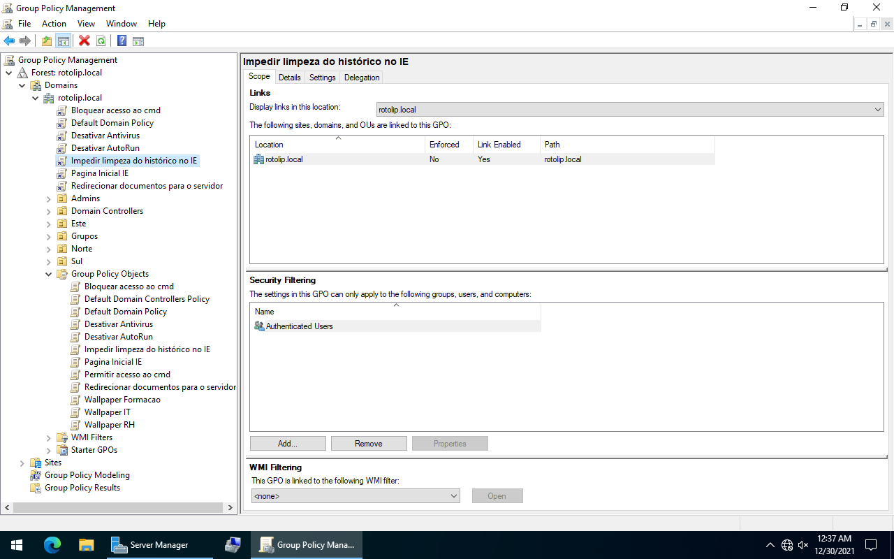 GPO aplicada no domínio
