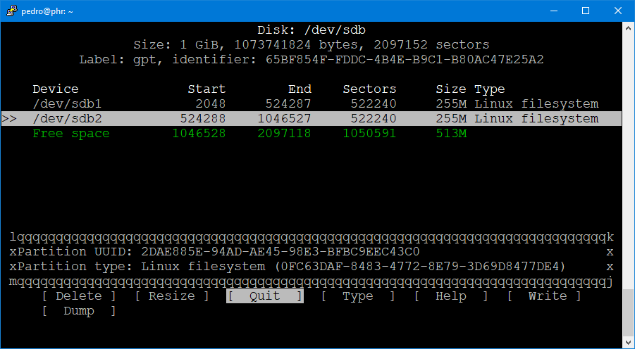 Segunda partição criada