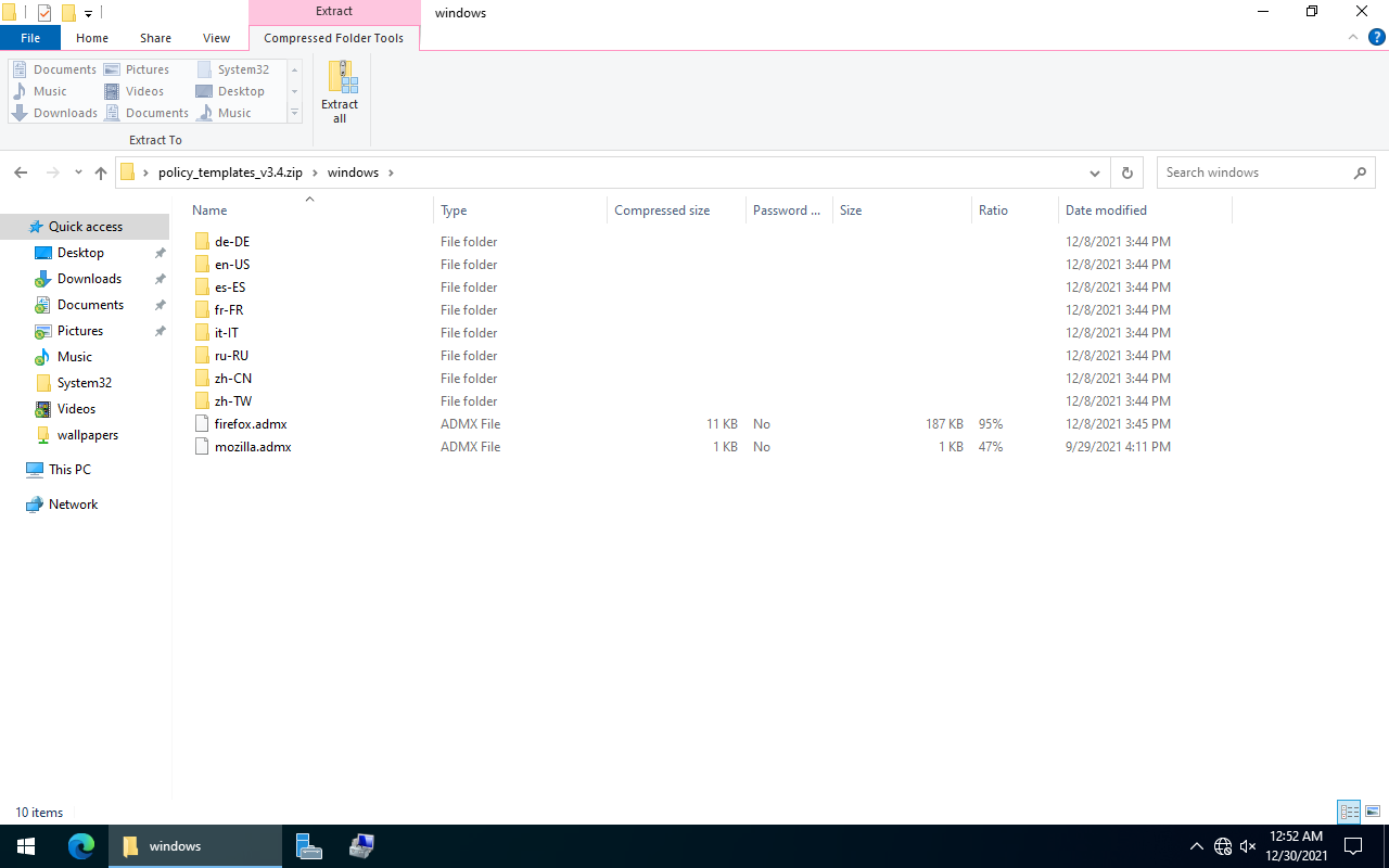 Policy Templates Mozilla