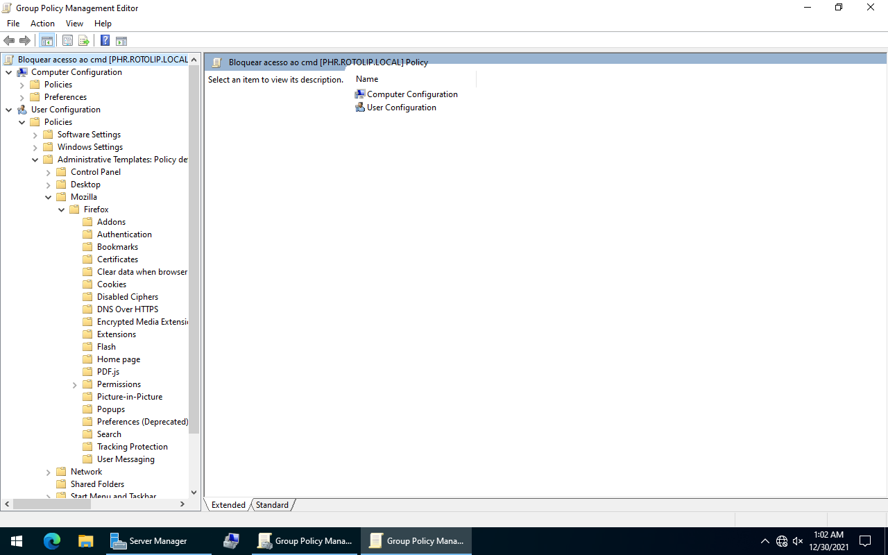 Políticas Mozilla disponíveis