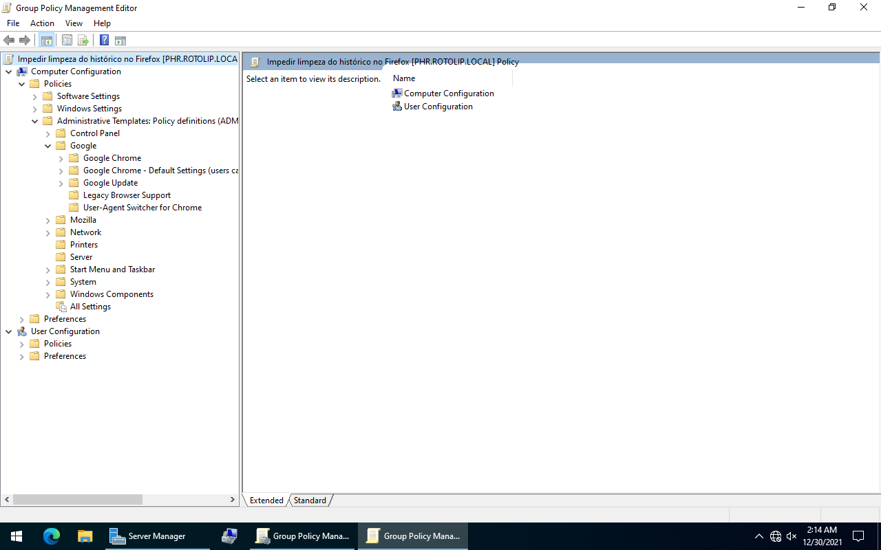 Templates administrativos do Google