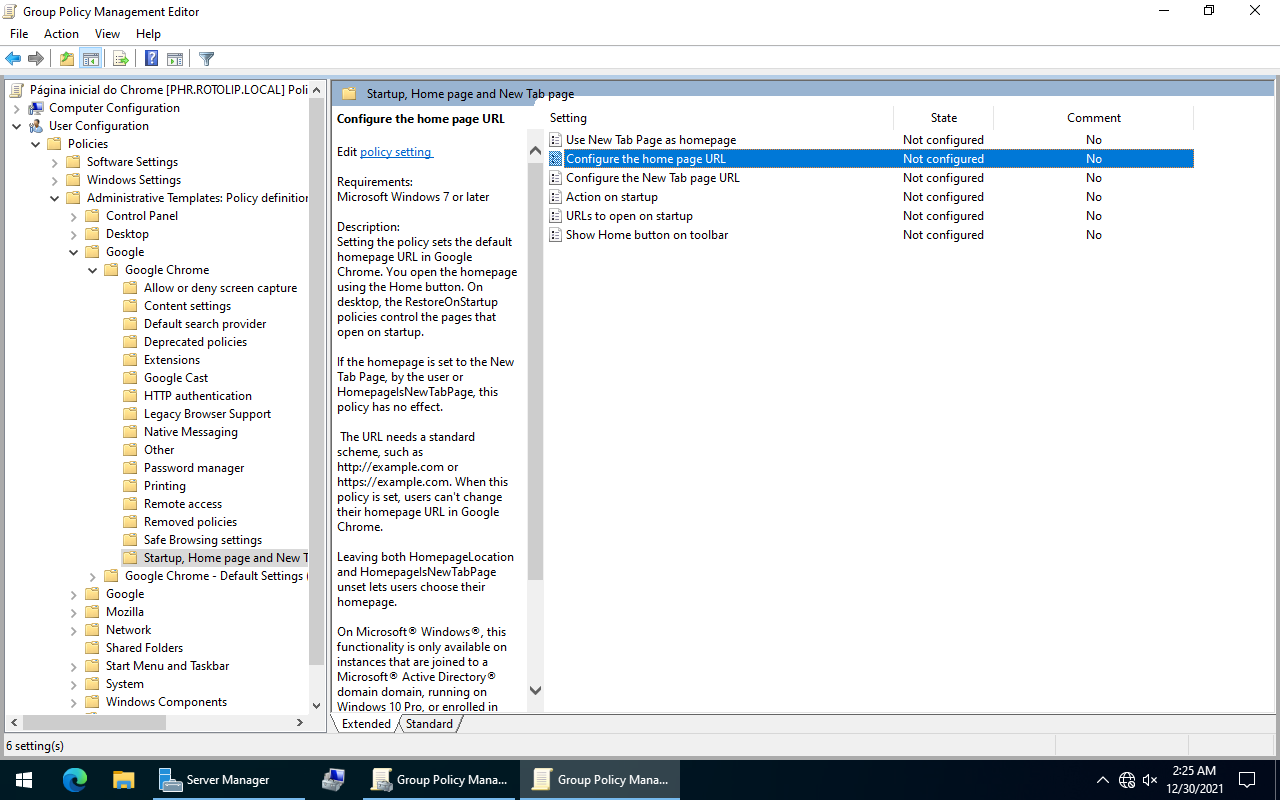 Configurar página inicial