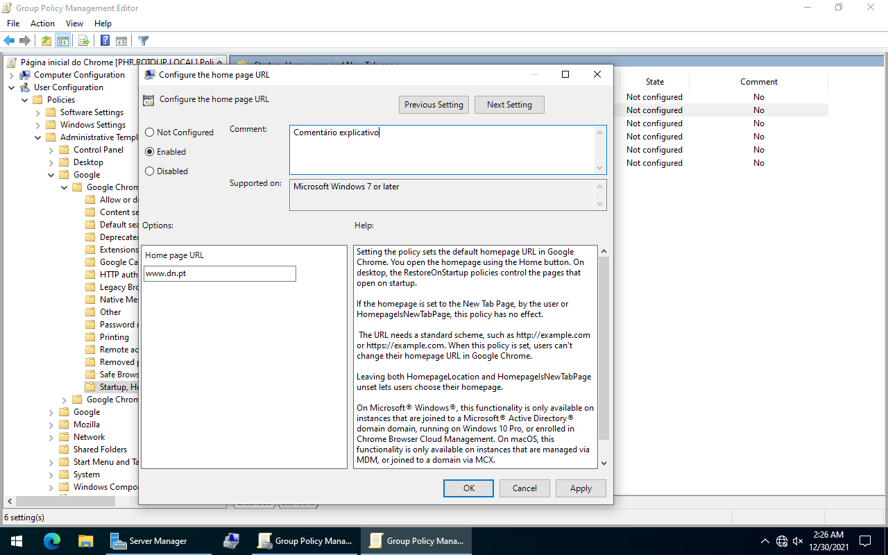 Configure the home page URL