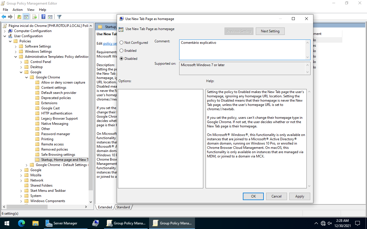 Use New Tab Page as homepage