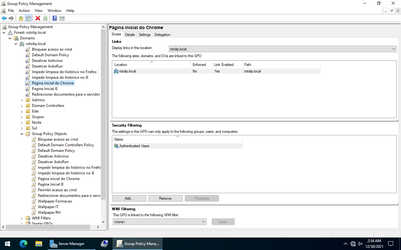 Aplicar GPO no domínio