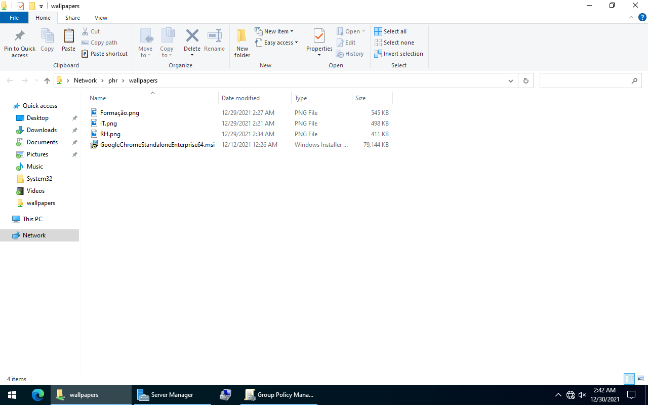 Instalador copiado para a pasta partilhada