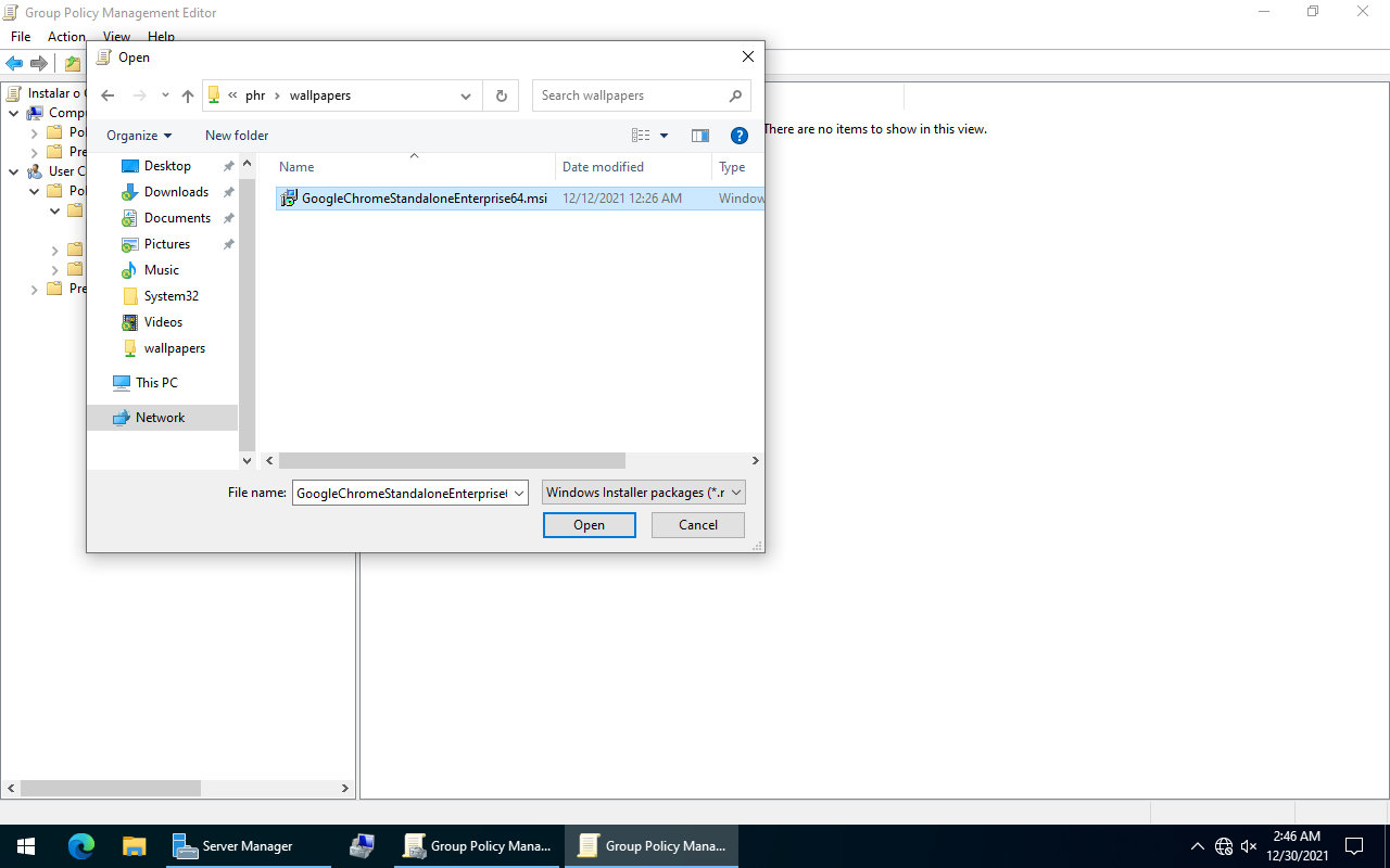 Selecionar o instalador do Chrome