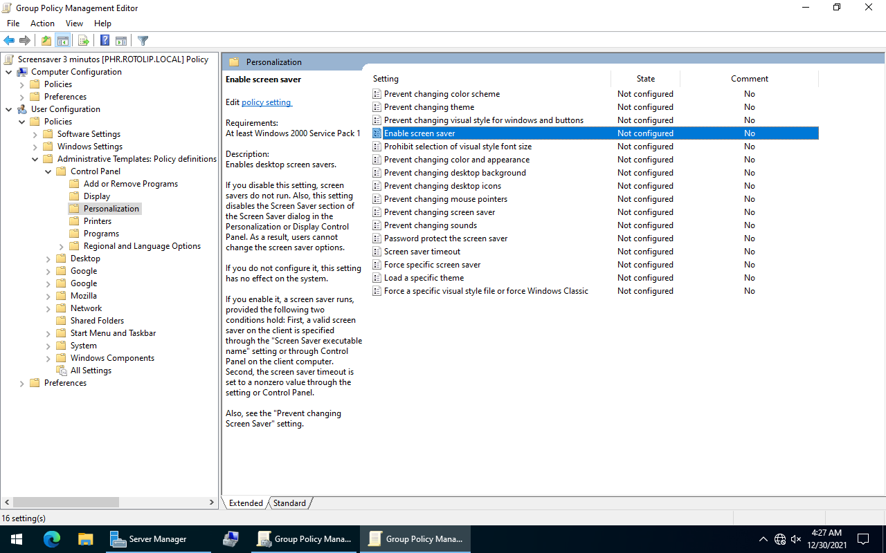 Configurar screensaver