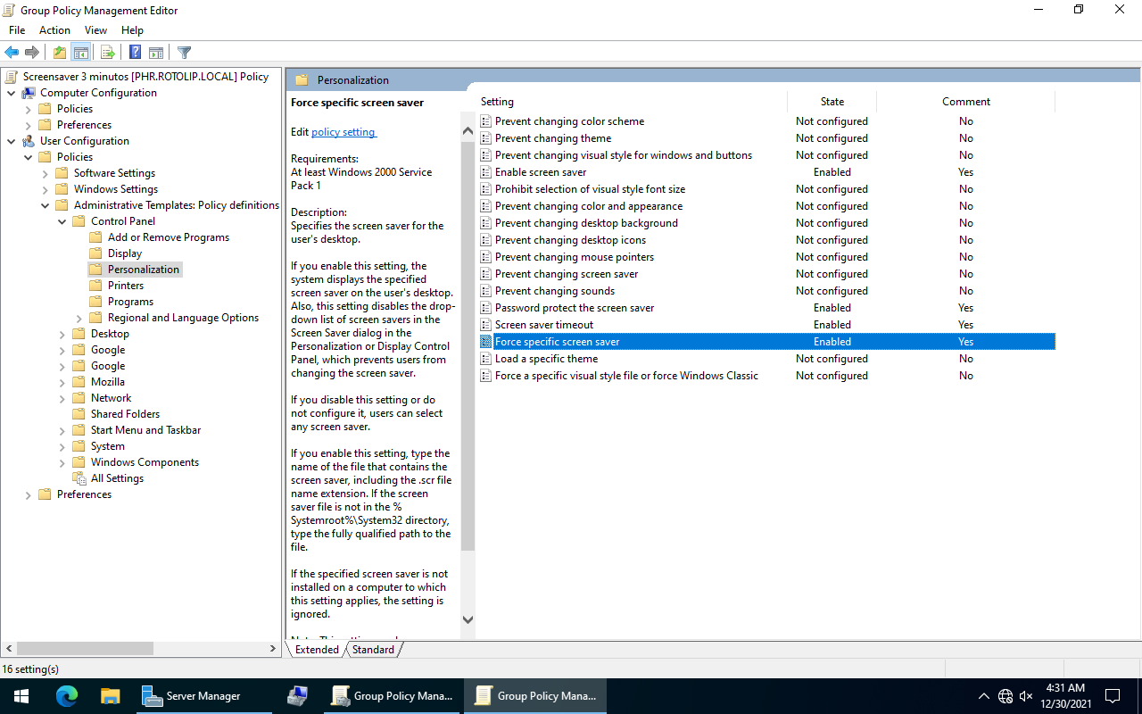 Configurações terminadas