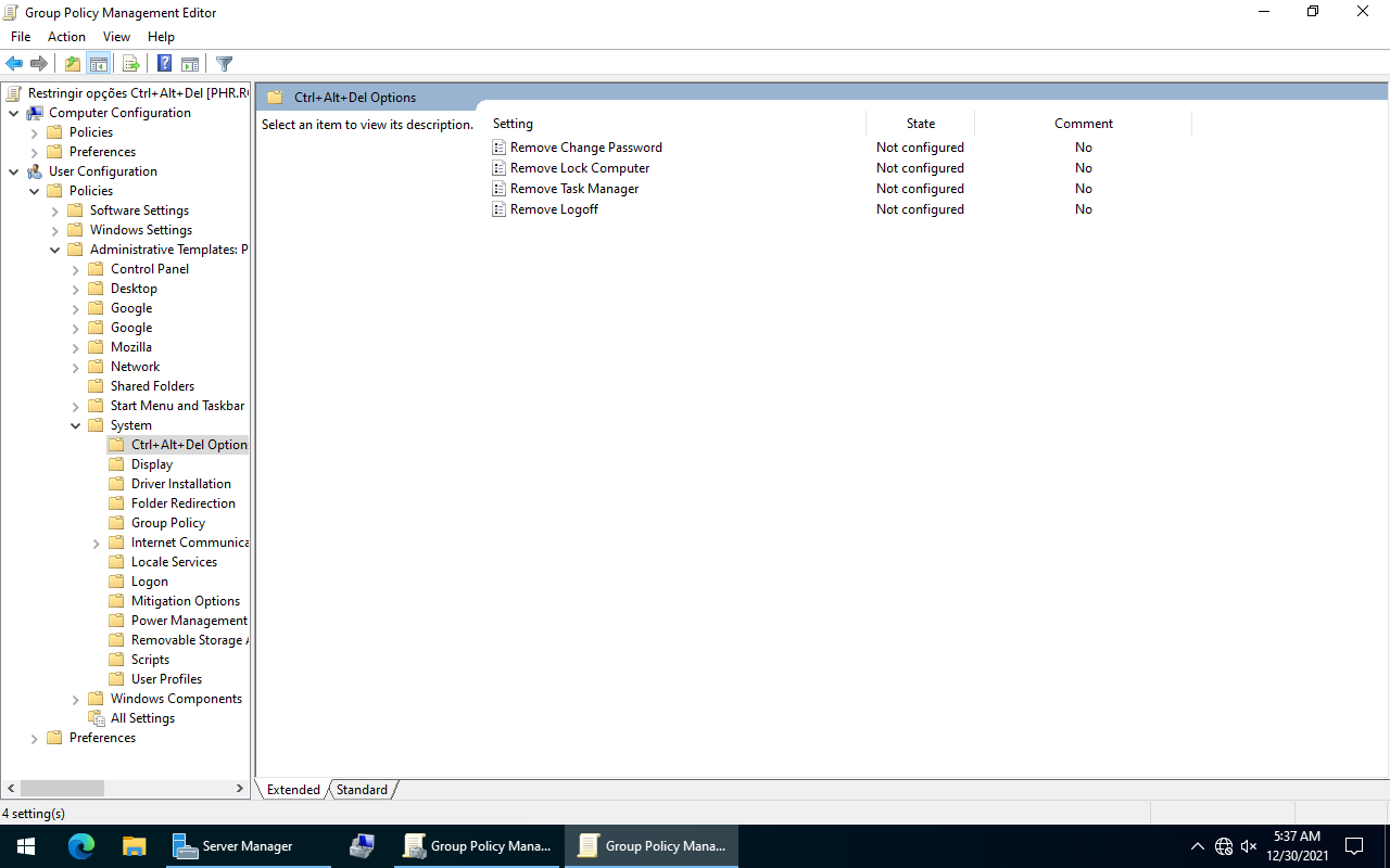 Ctrl+Alt+Del Options