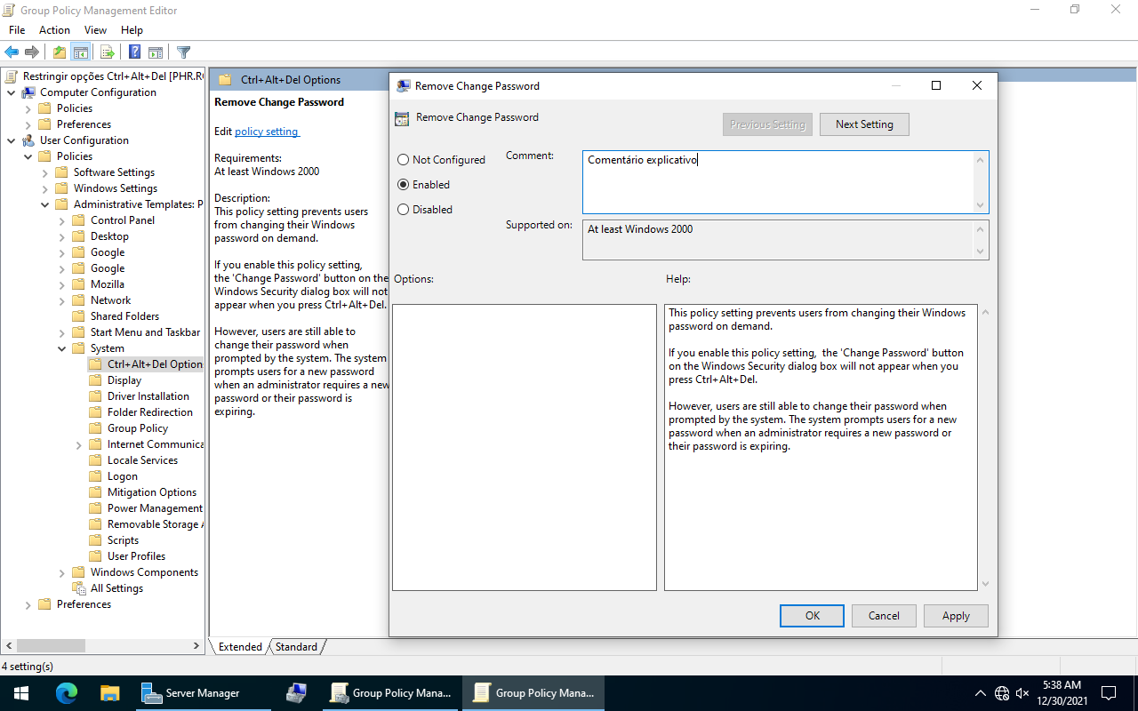 Remove Change Password