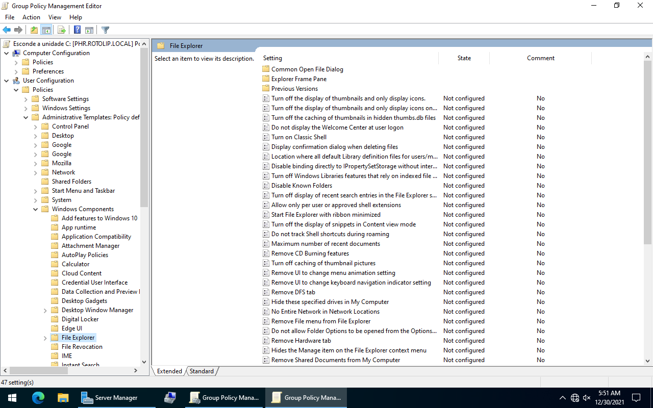 Esconder a unidade C: