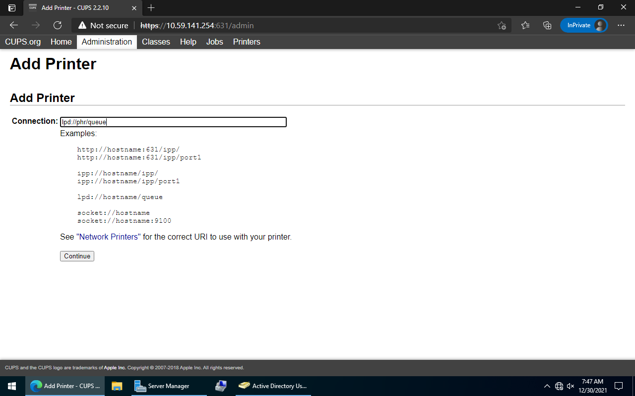 Especificar a conexão