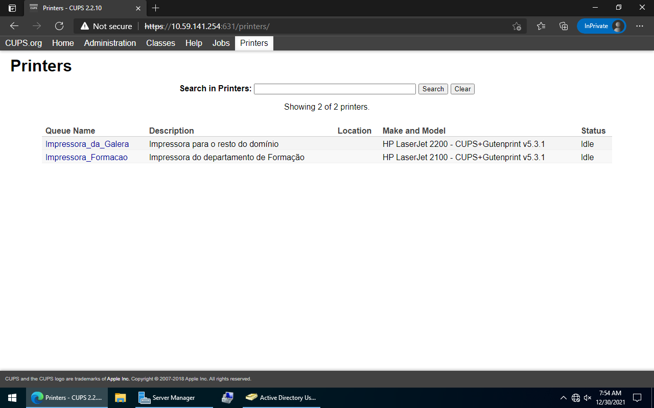 Segunda impressora adicionada