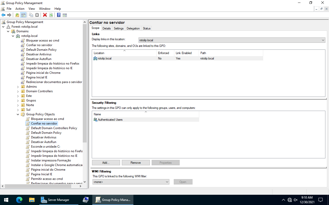 Aplicar GPO no domínio