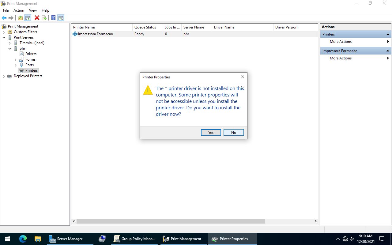 Nenhum driver associado