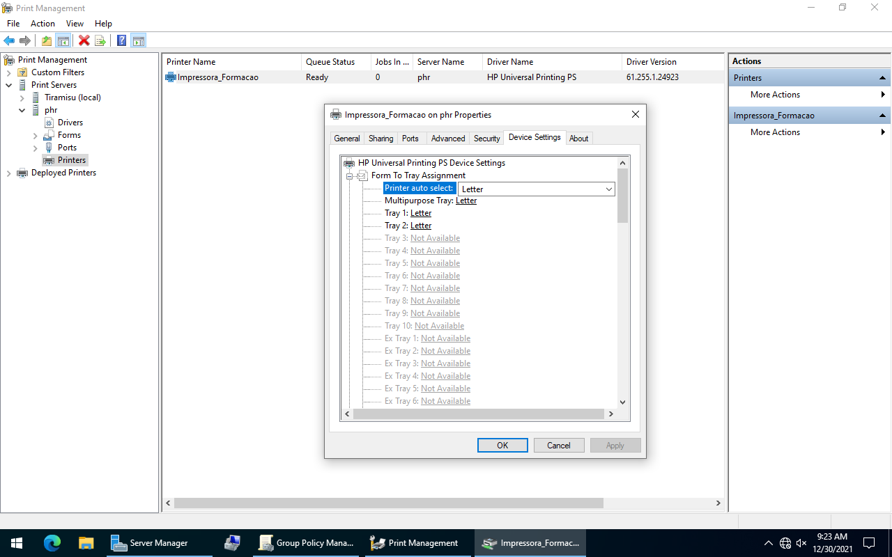 Pré-configurar a impressora