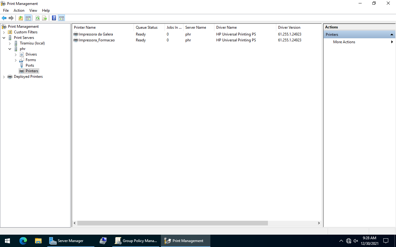 Configuração da segunda impressora