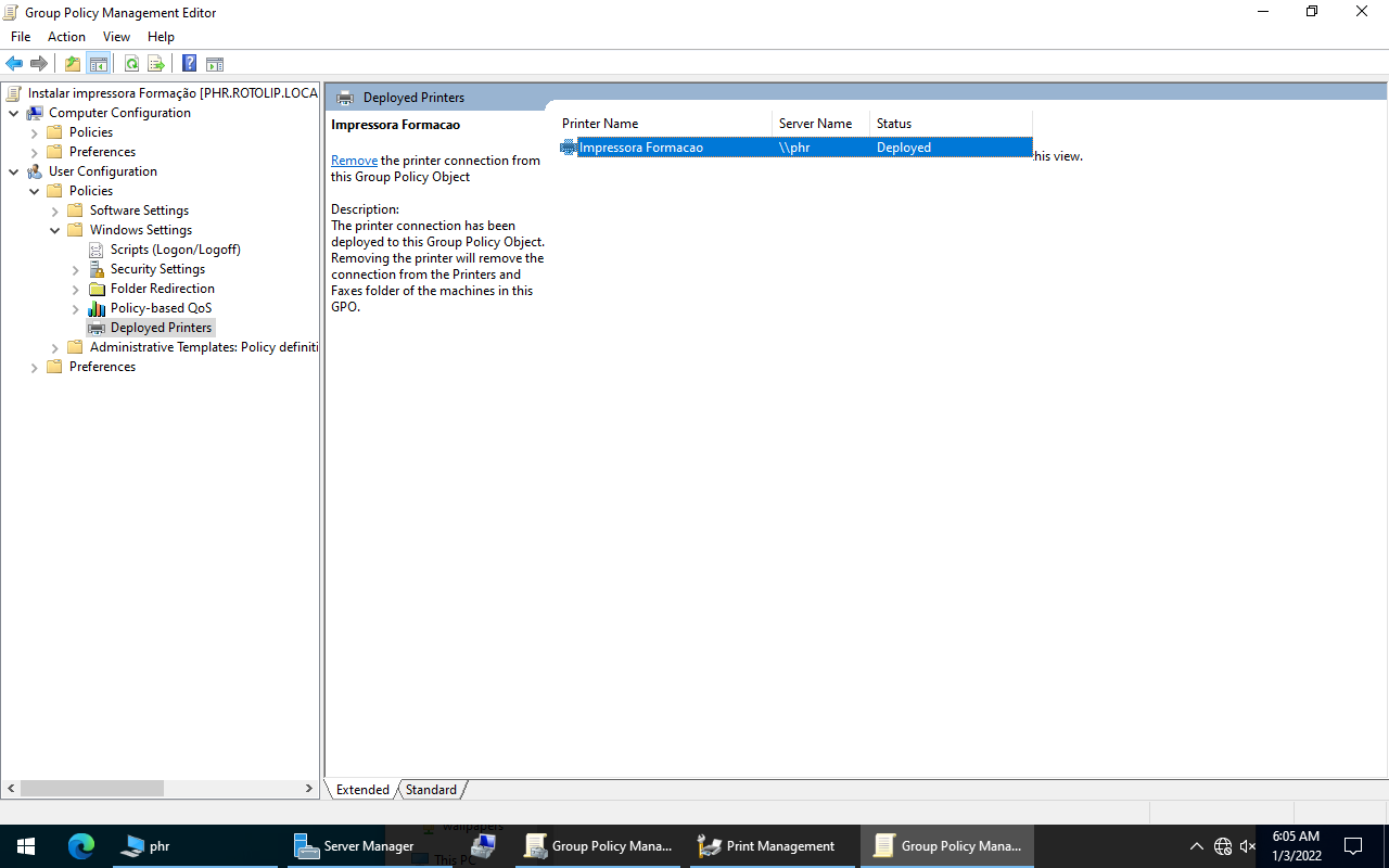 Impressora adicionada