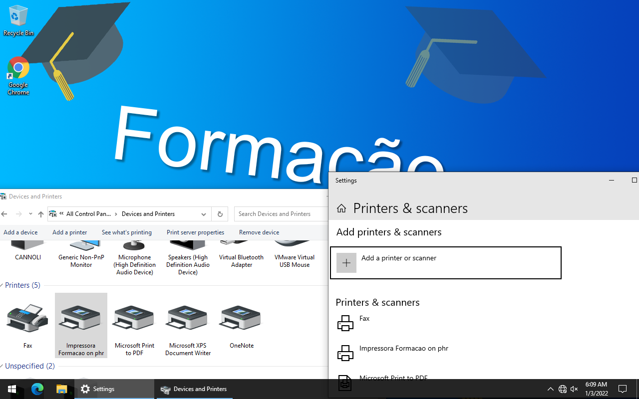 Impressora instalada com sucesso