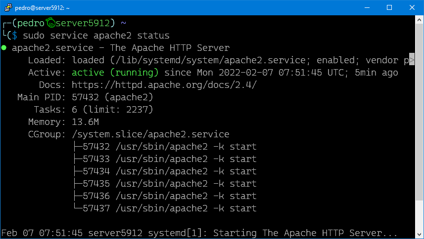 Apache2 active