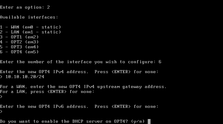 Habilitar o servidor DHCP