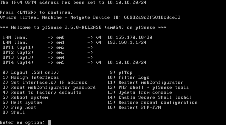 Interfaces configuradas