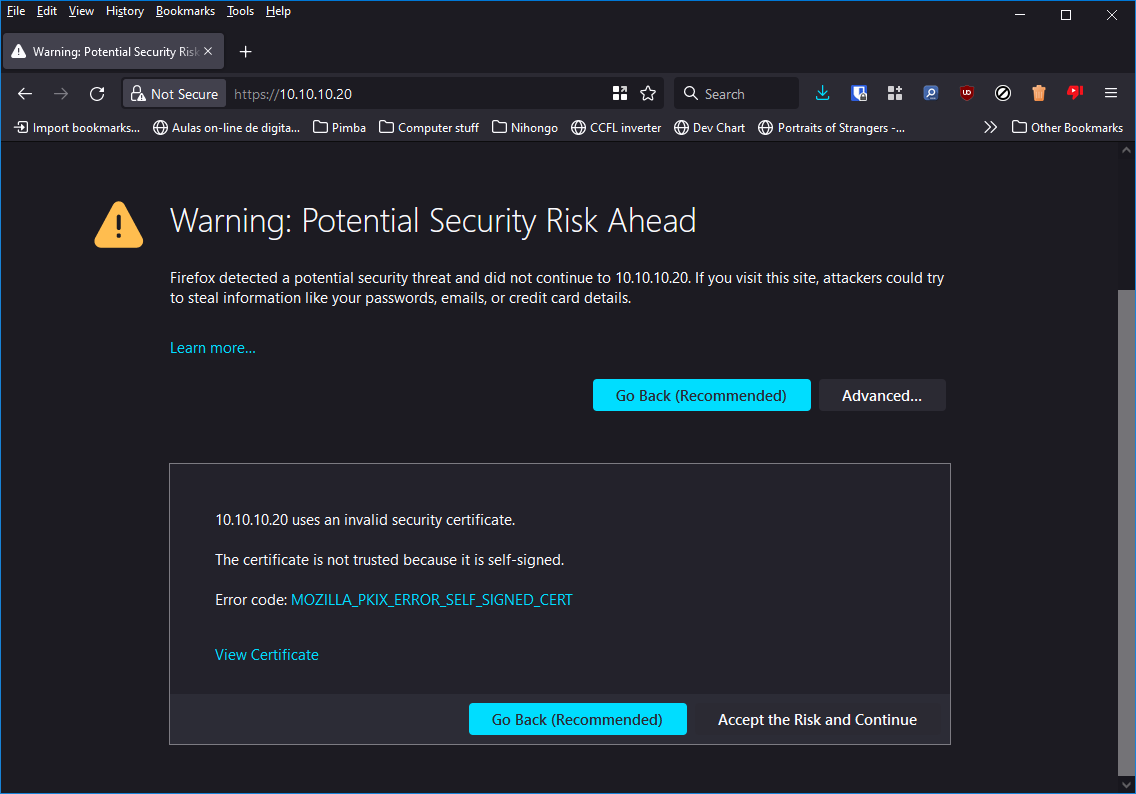 Interface web - certificado
