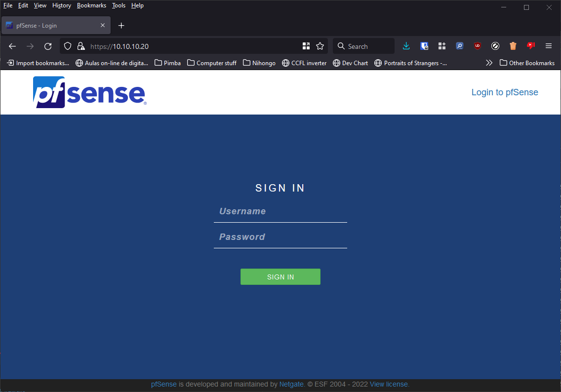 Login interface web