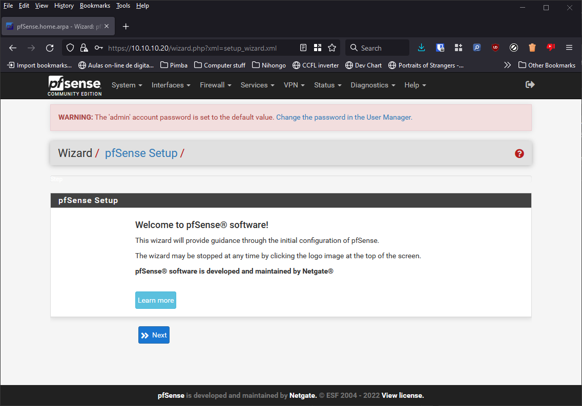 Configuração inicial
