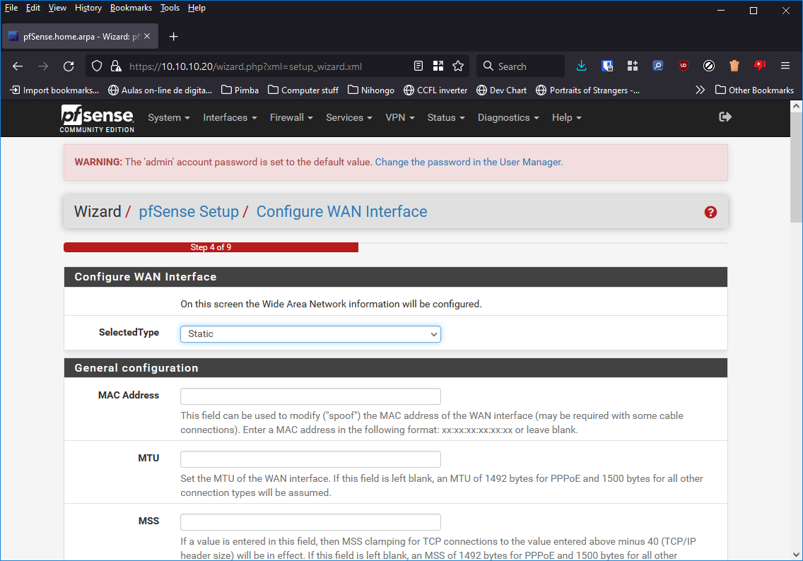 Configurar a interface WAN