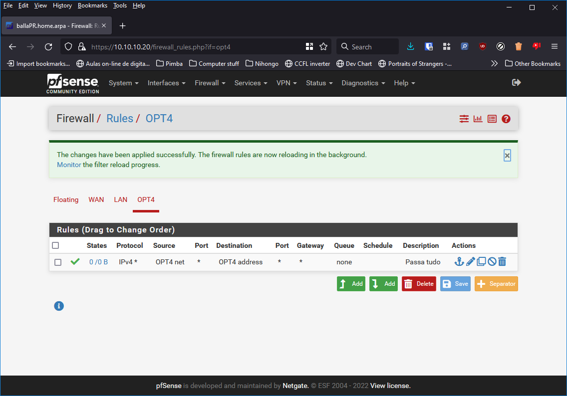 Alterações aplicadas com sucesso