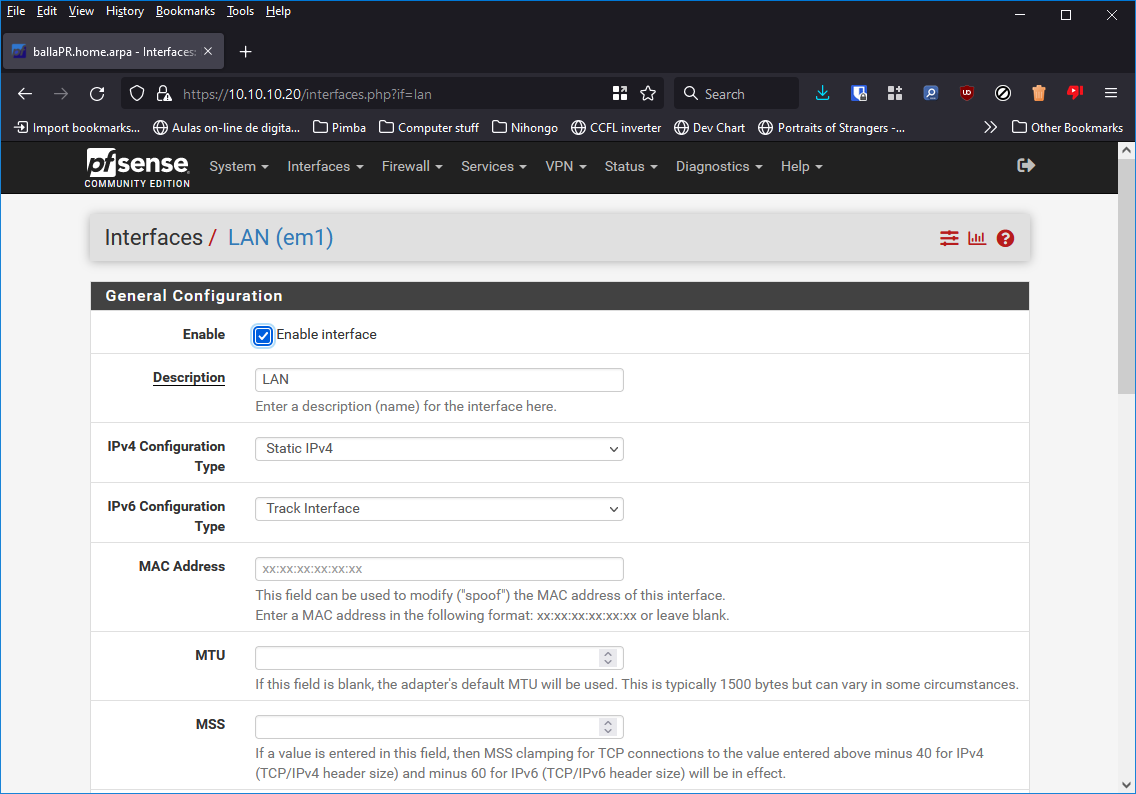 Alterar o nome da interface