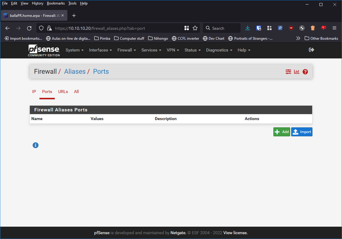 Criar aliases para as portas