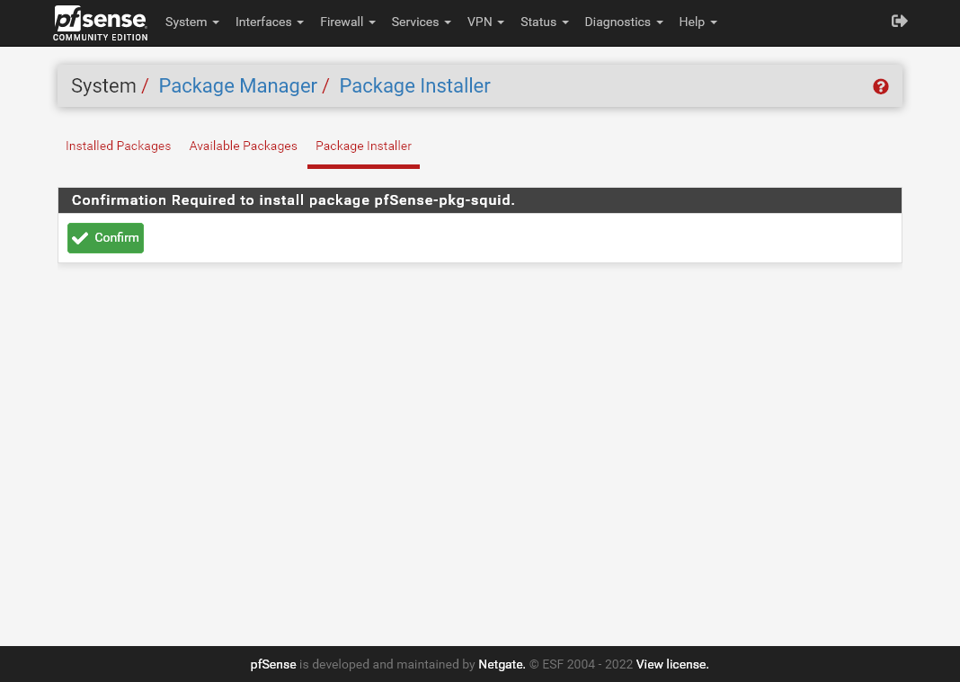 Confirmar instalação