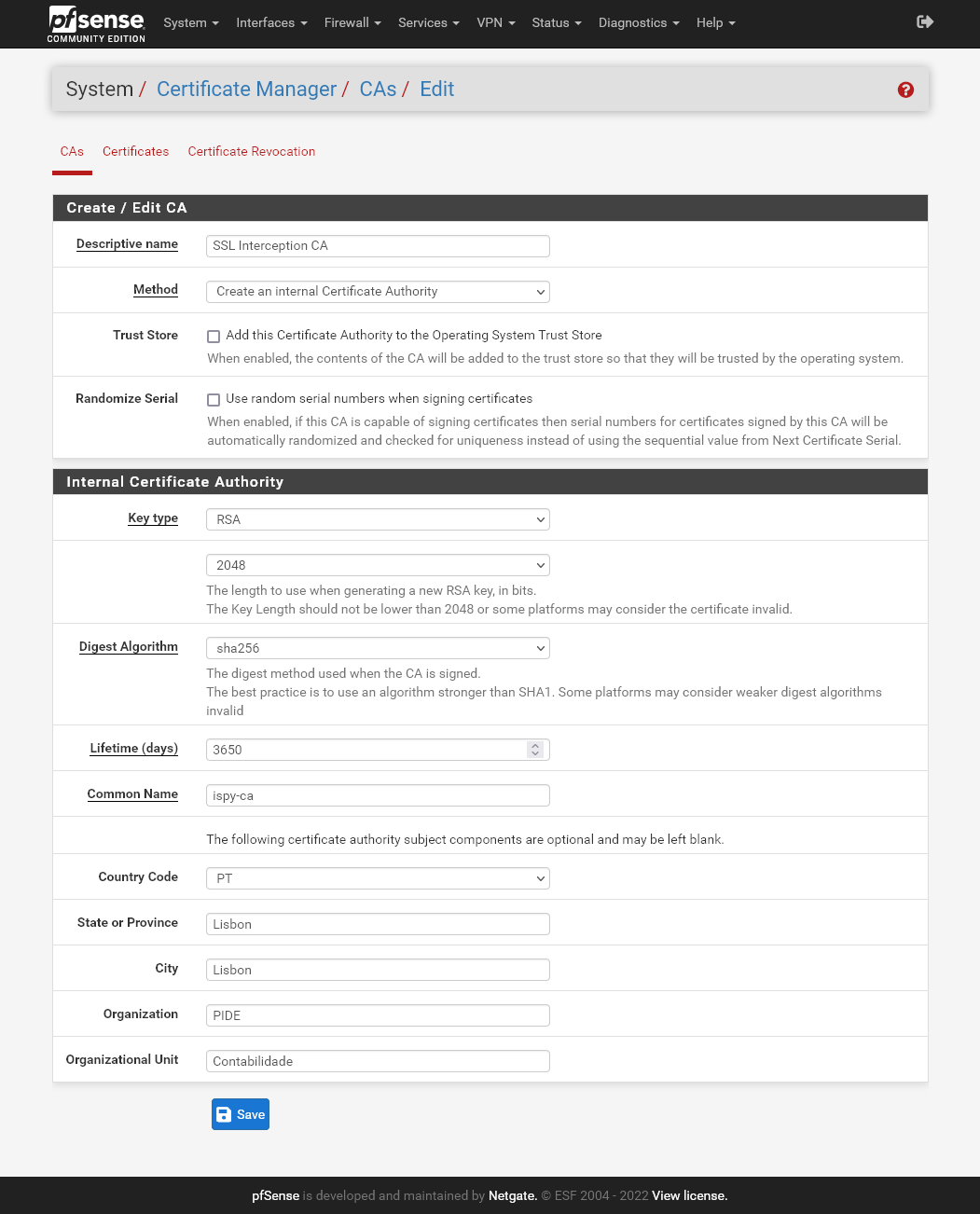 Preencher dados do certificado