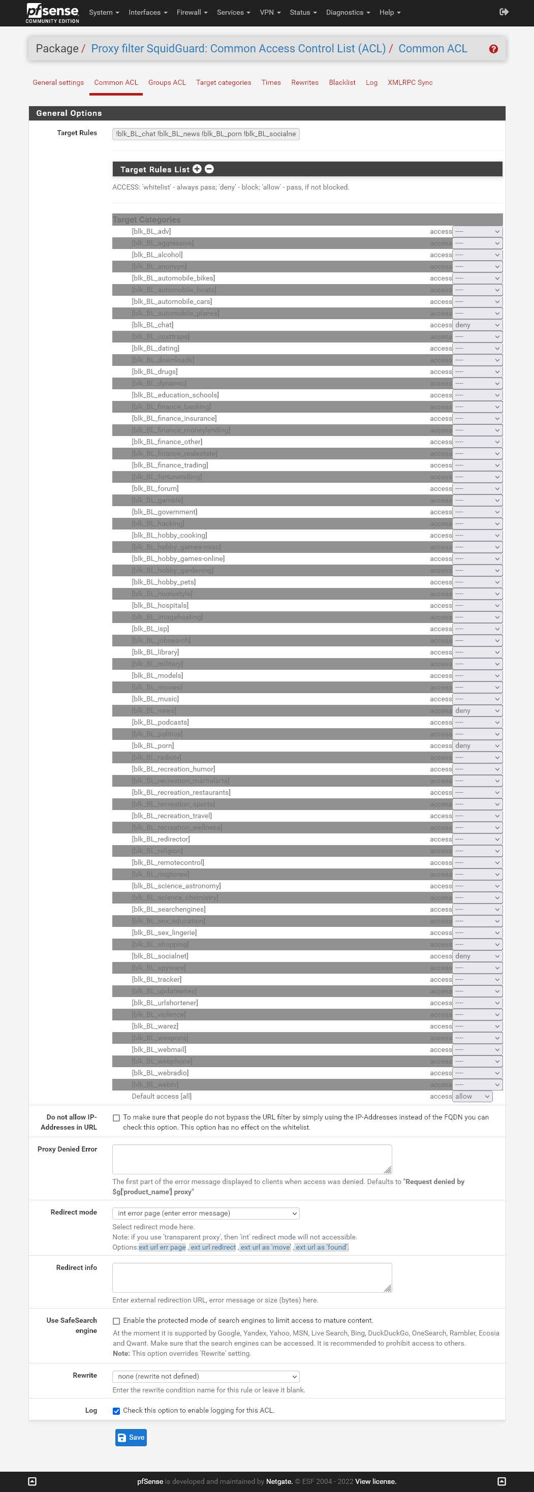 Lista de Regras Reconfigurada