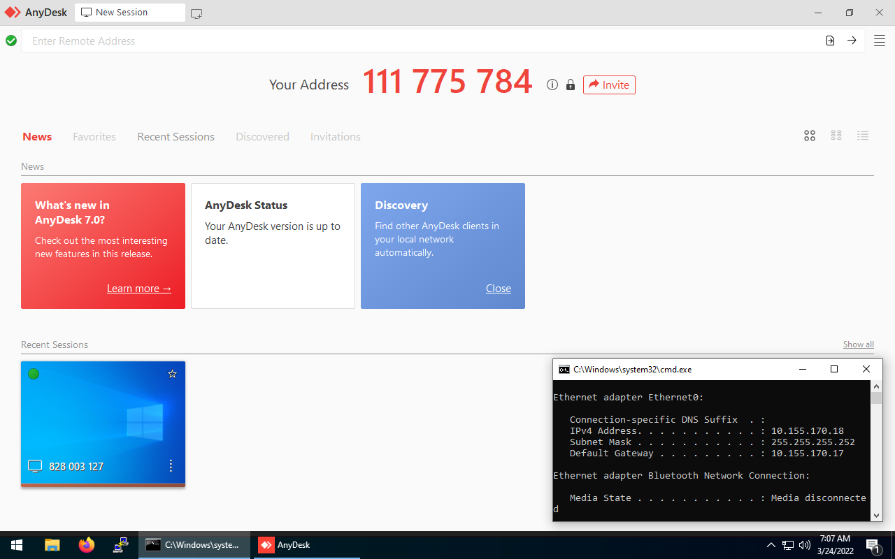 AnyDesk em um Cliente na WAN