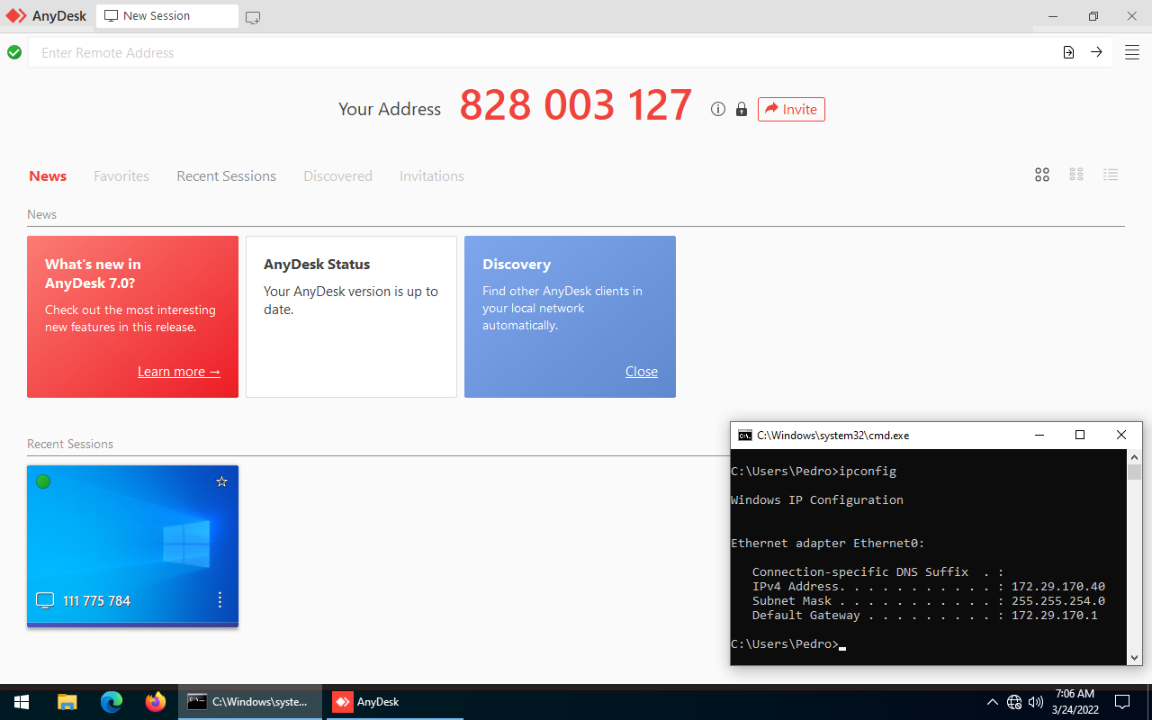 AnyDesk em um Cliente na Rede Green
